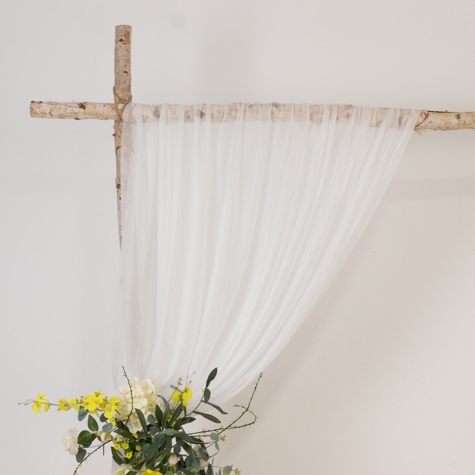 White Sheer Backdrop Drape – 5ft x 14ft Wedding Arch & Ceiling Decor Panel, Wrinkle Free with Soft Shimmer