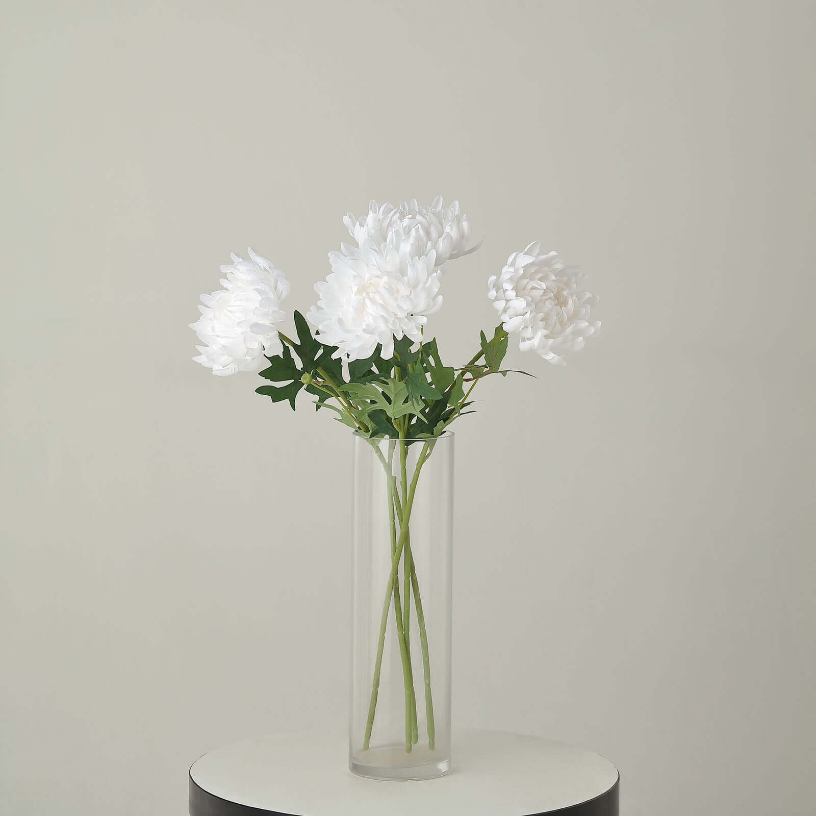 3 Stems White 27" Artificial Silk Chrysanthemum Bouquet Flowers, Large Faux Mum Branches