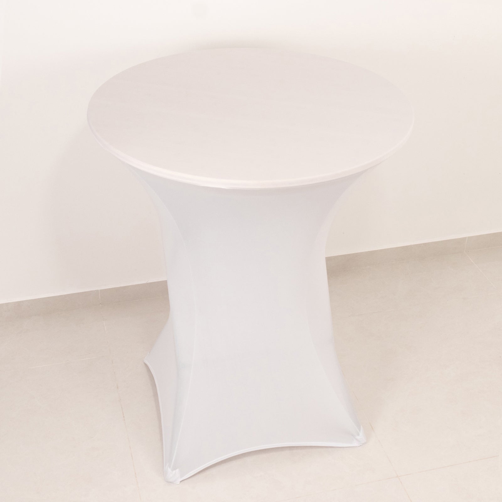 Spandex 36" Round Cocktail Table Cover White - Easy to Maintain Stretch Fitted Highboy Tablecloth for Events