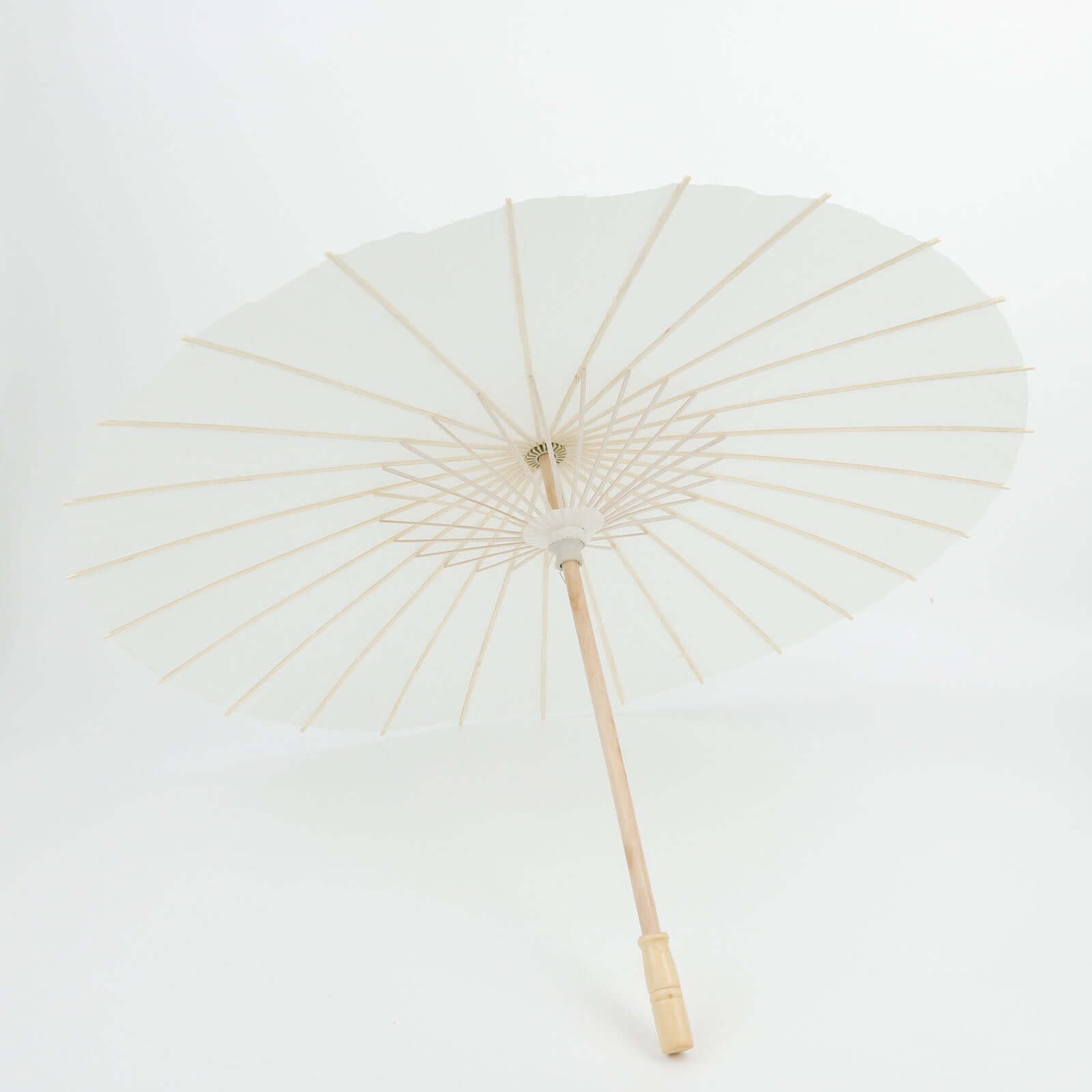 2-Pack Paper and Bamboo Parasol Umbrellas White - Perfect Bridal Shower Photo Props and Table Decorations 32"