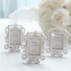 4-Pack Picture Frames White Resin Vintage Baroque Design Rectangle - Mini Photo Frame Wedding Place Card Holders & Party Favors 4"x3"