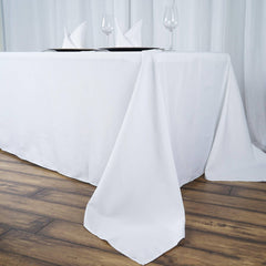 Premium Polyester 90"x156" Rectangle Tablecloth White - Seamless 220GSM Stain-Resistant Design for Classy Events
