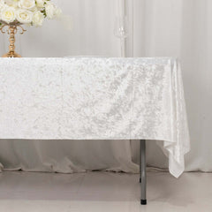 Premium Crushed Velvet 60"x102" Rectangle Tablecloth White - Reusable Soft & Classy Table Cover
