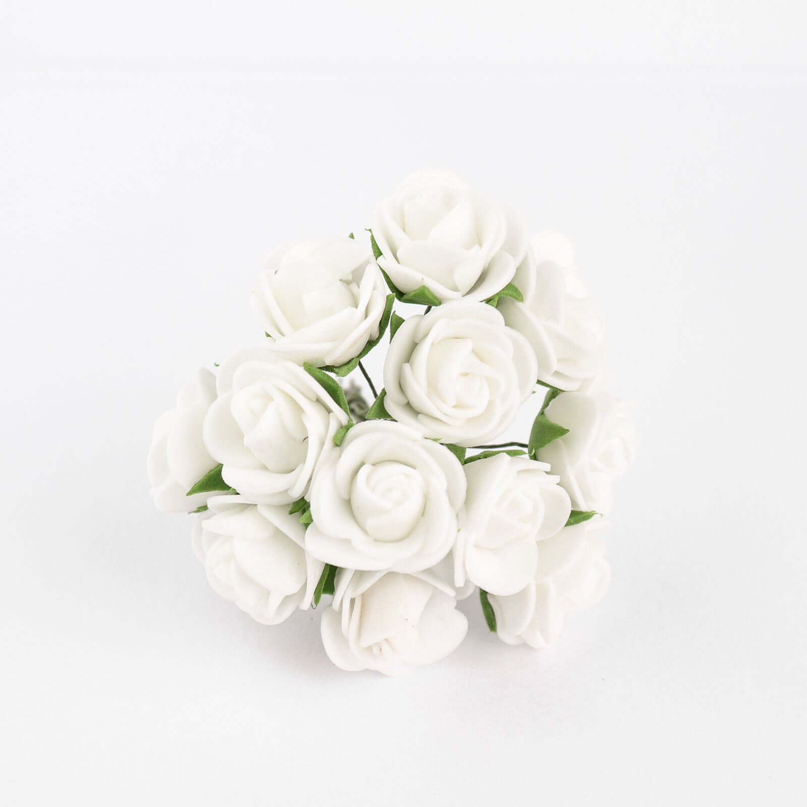 48 Roses 1" White Real Touch Artificial DIY Foam Rose Flowers With Stem, Craft Rose Buds