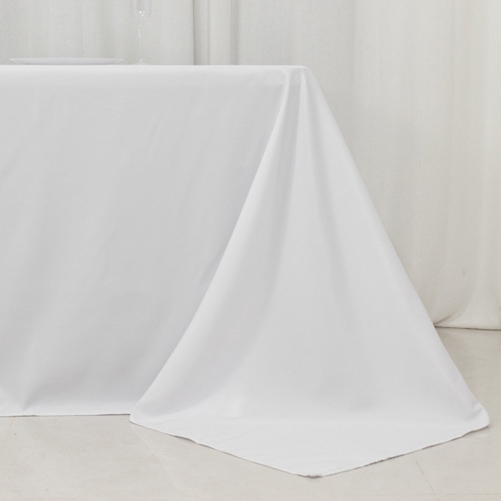 Fire Retardant Premium Polyester 90"x156" Rectangular Tablecloth White - Stylish High-Performance Seamless Table Cover for Large Gatherings