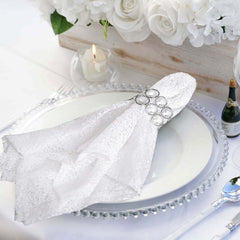 Sequin 20"x20" Napkin White - Shimmering Decorative Dinner Napkin for Weddings & Events