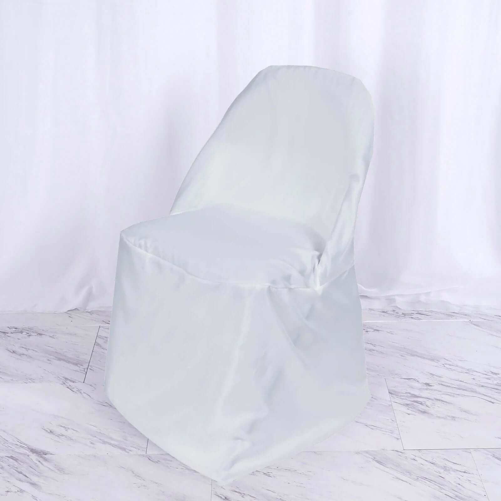 10 Pack Polyester Chair Covers for Folding Chairs White - Wrinkle-Free Stain-Resistant Slip-On Design for Events
