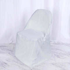 10 Pack Polyester Chair Covers for Folding Chairs White - Wrinkle-Free Stain-Resistant Slip-On Design for Events