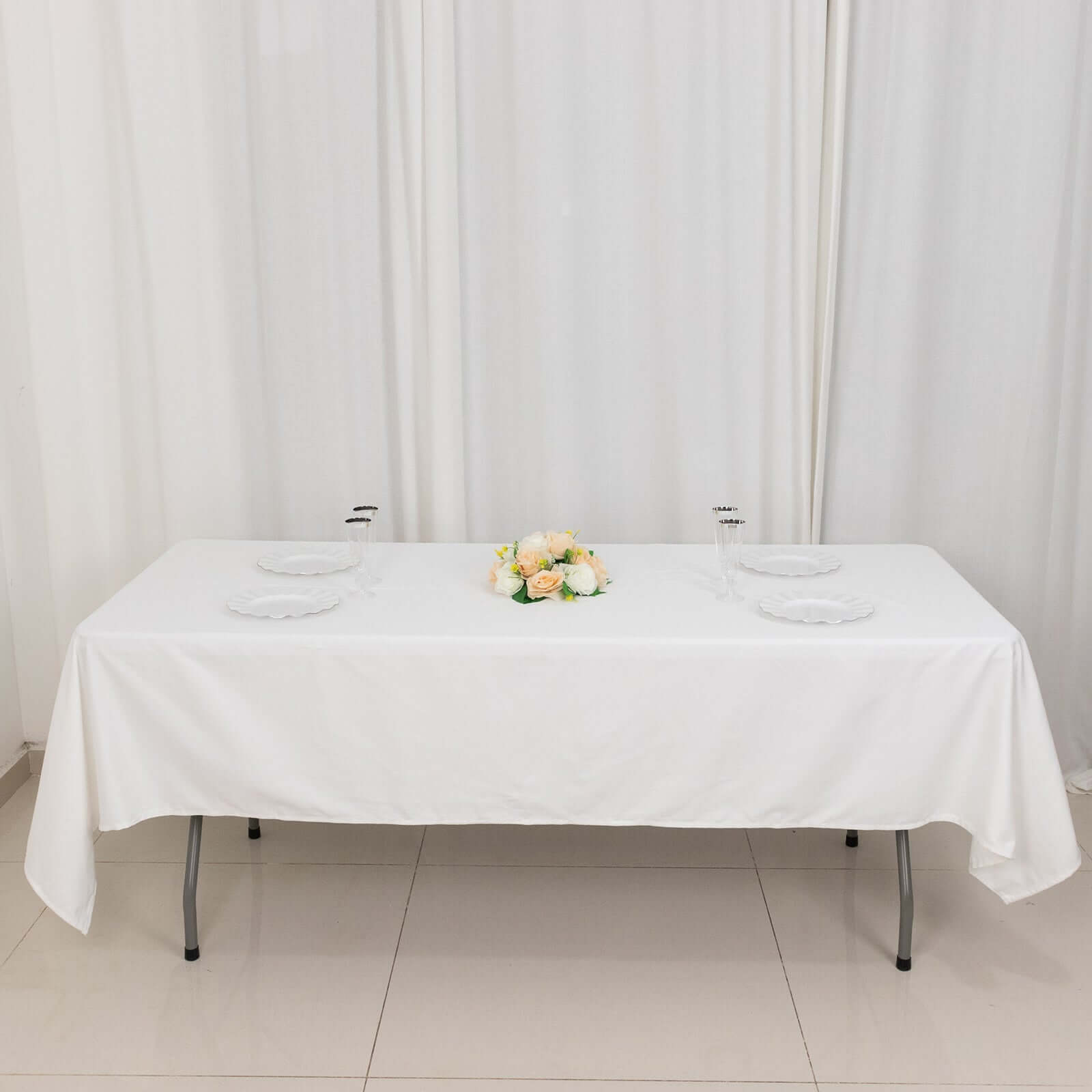 100% Cotton 60"x102" Rectangle Tablecloth White Linen - Soft & Breathable Table Cover