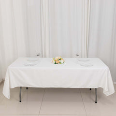 100% Cotton 60"x102" Rectangle Tablecloth White Linen - Soft & Breathable Table Cover