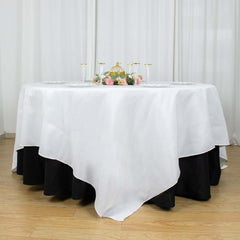 Premium Polyester 90"x90" Table Overlay Square Tablecloth White 220GSM Wrinkle-Resistant Table Cover Stylish Gatherings