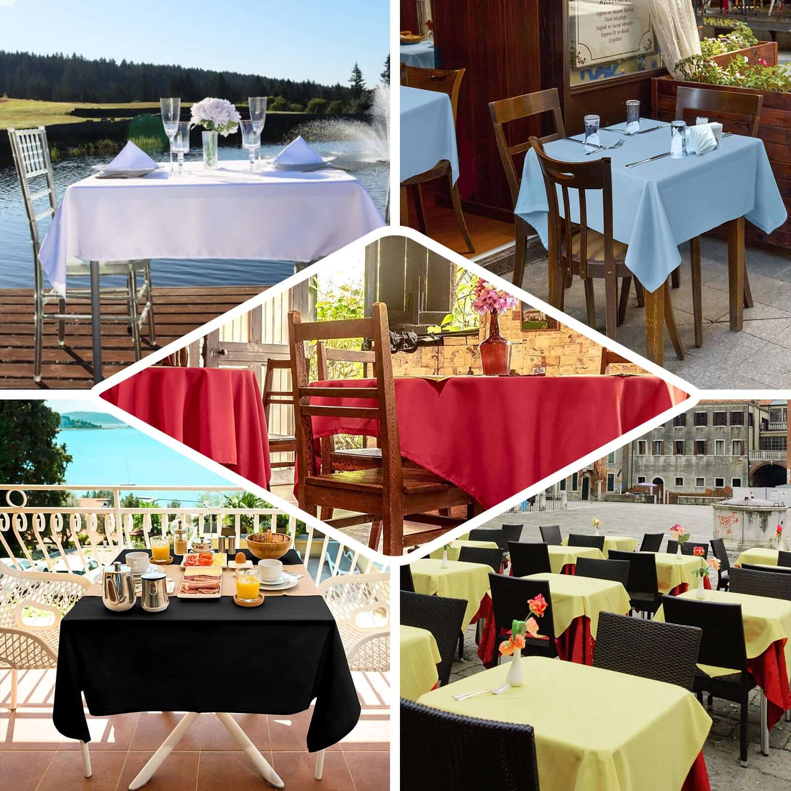 Polyester 54"x54" Table Overlay Square Tablecloth White - Wrinkle-Resistant & Durable Table Cover for Events