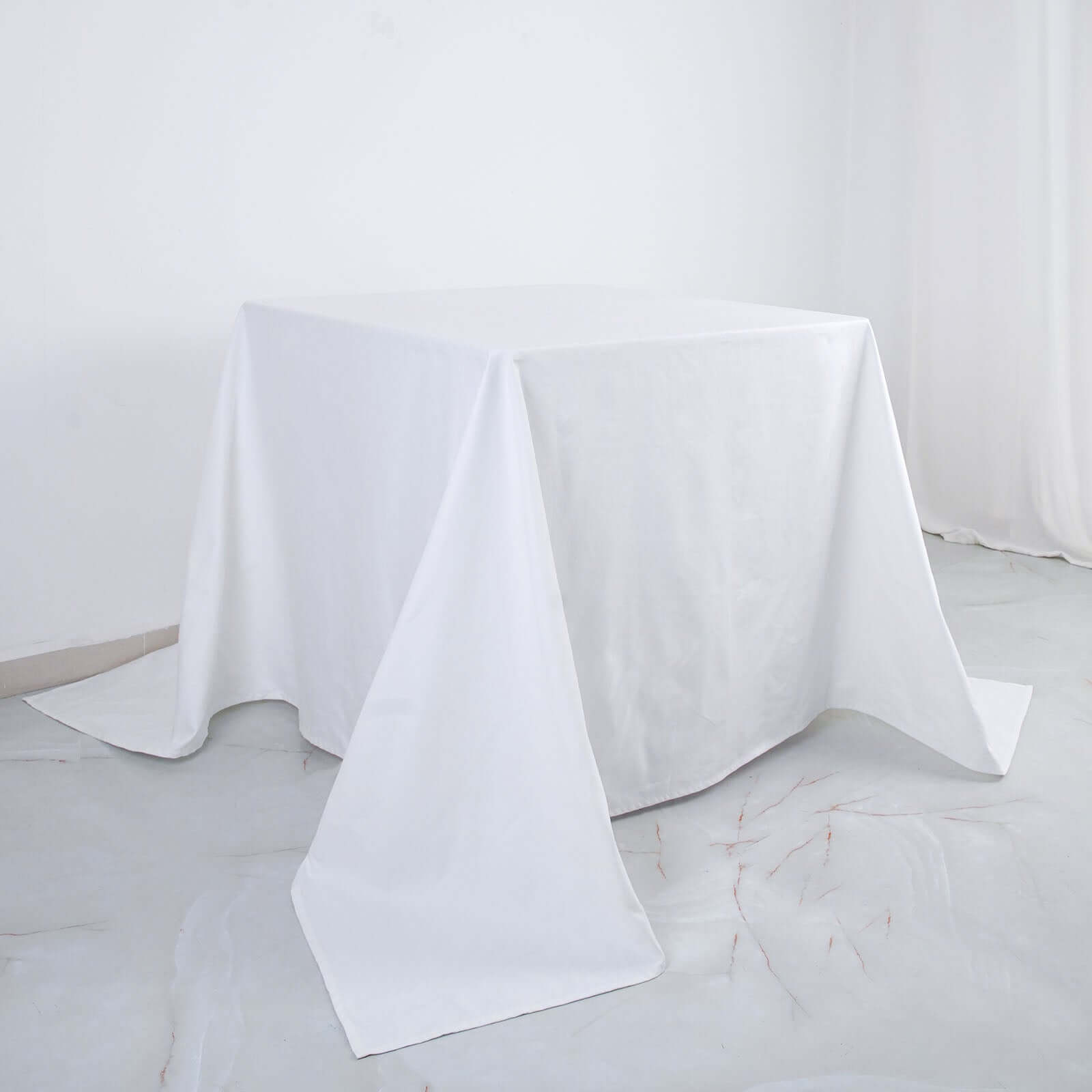 100% Cotton 90"x90" Square Tablecloth White Linen - Sophisticated, Soft & Breathable Fabric Table Cover