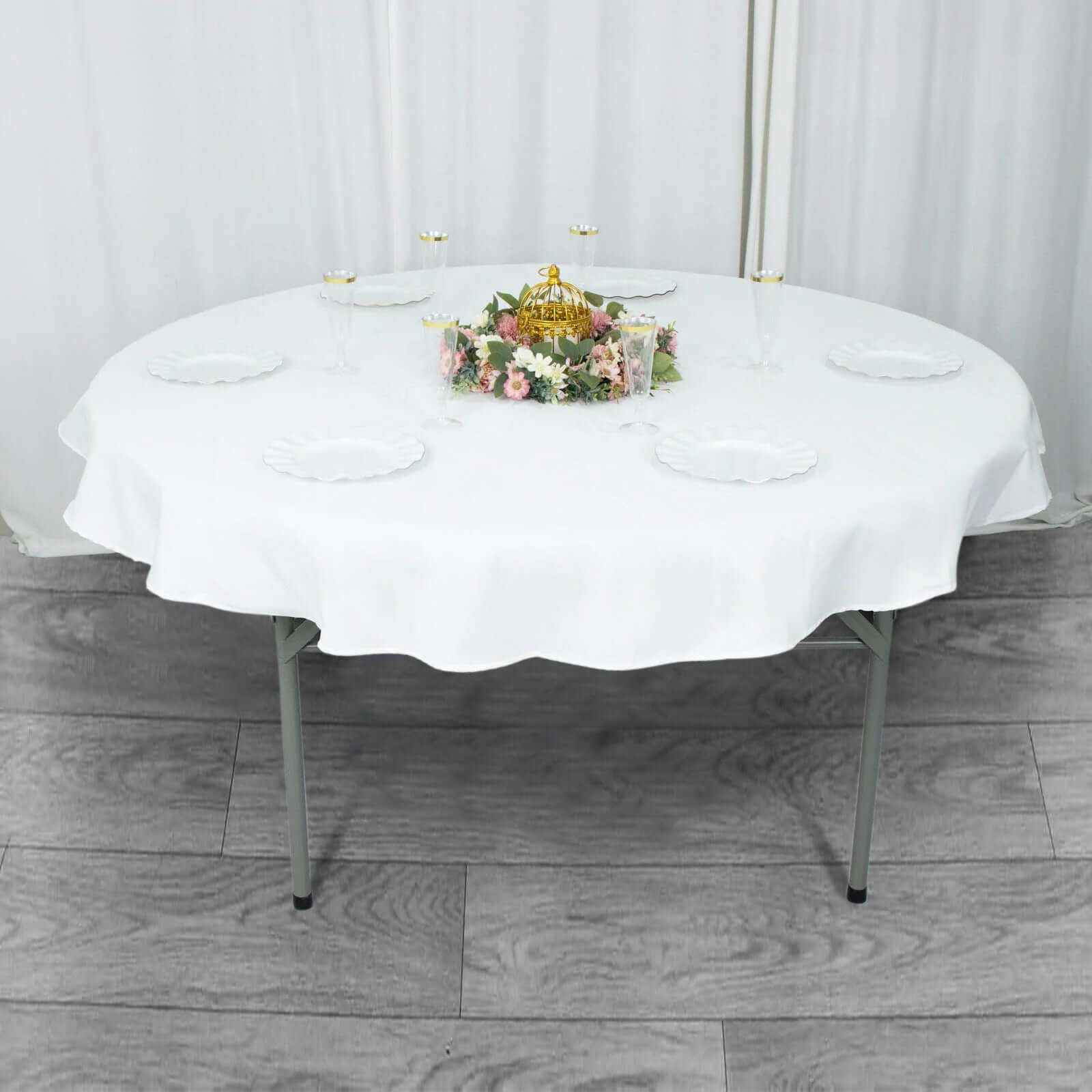 Premium Polyester 70" Round Tablecloth White - Stain and Wrinkle-Resistant 220GSM Table Cover for Weddings & Events