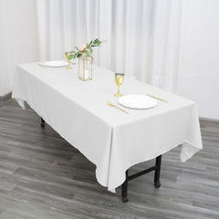 Polyester 60"x102" Rectangle Tablecloth White - Durable and Stylish Table Cover for Special Events