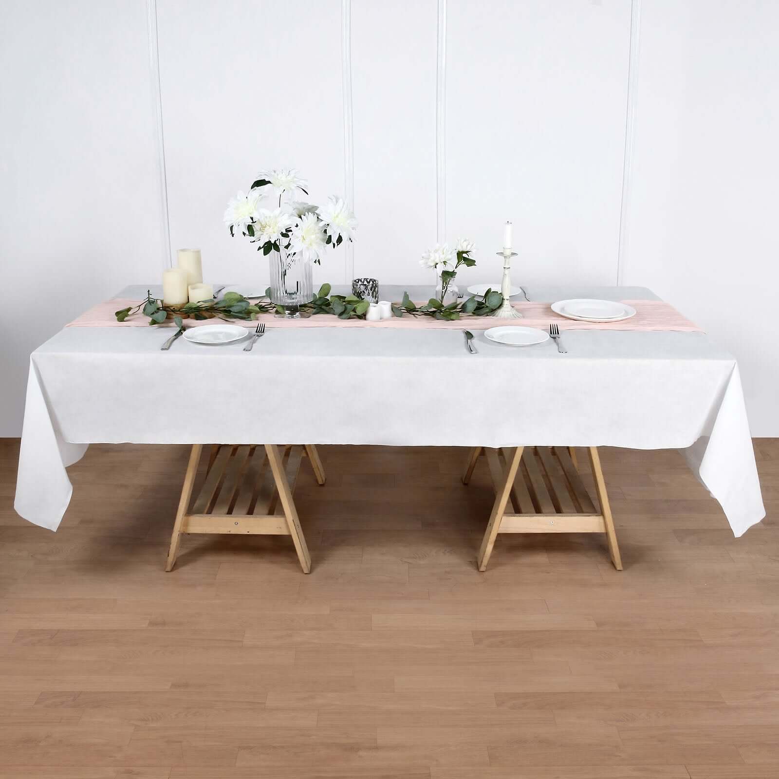 Linen-Like Paper 50"x108" Rectangle Tablecloth White - Disposable Airlaid Table Cover for Easy Cleanup