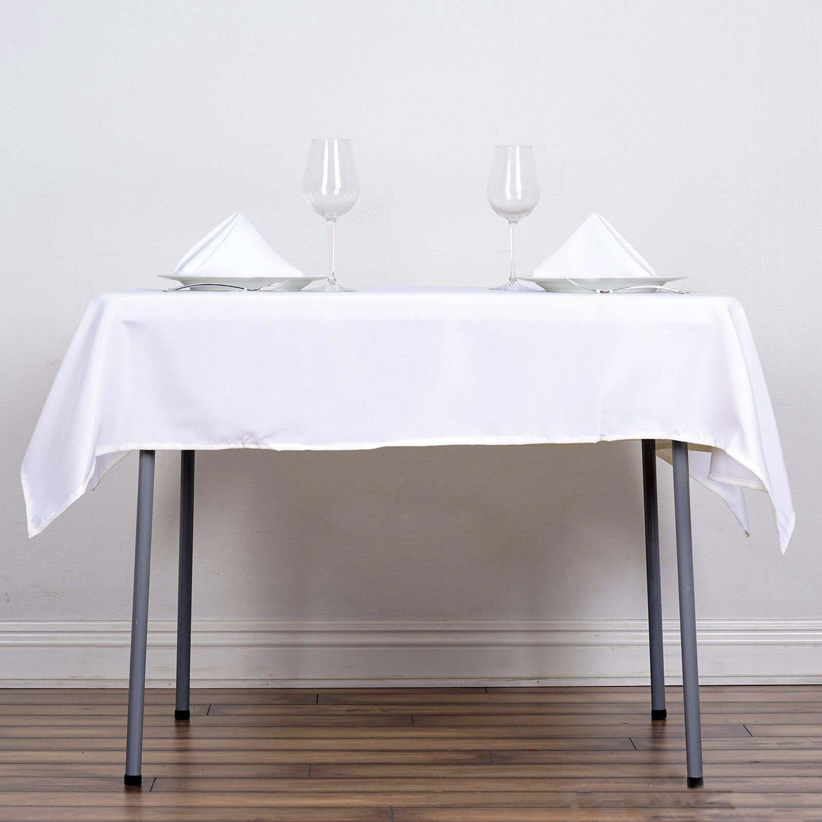 Polyester Square 54"x54" Tablecloth White - Wrinkle-Resistant & Durable Table Cover for Events