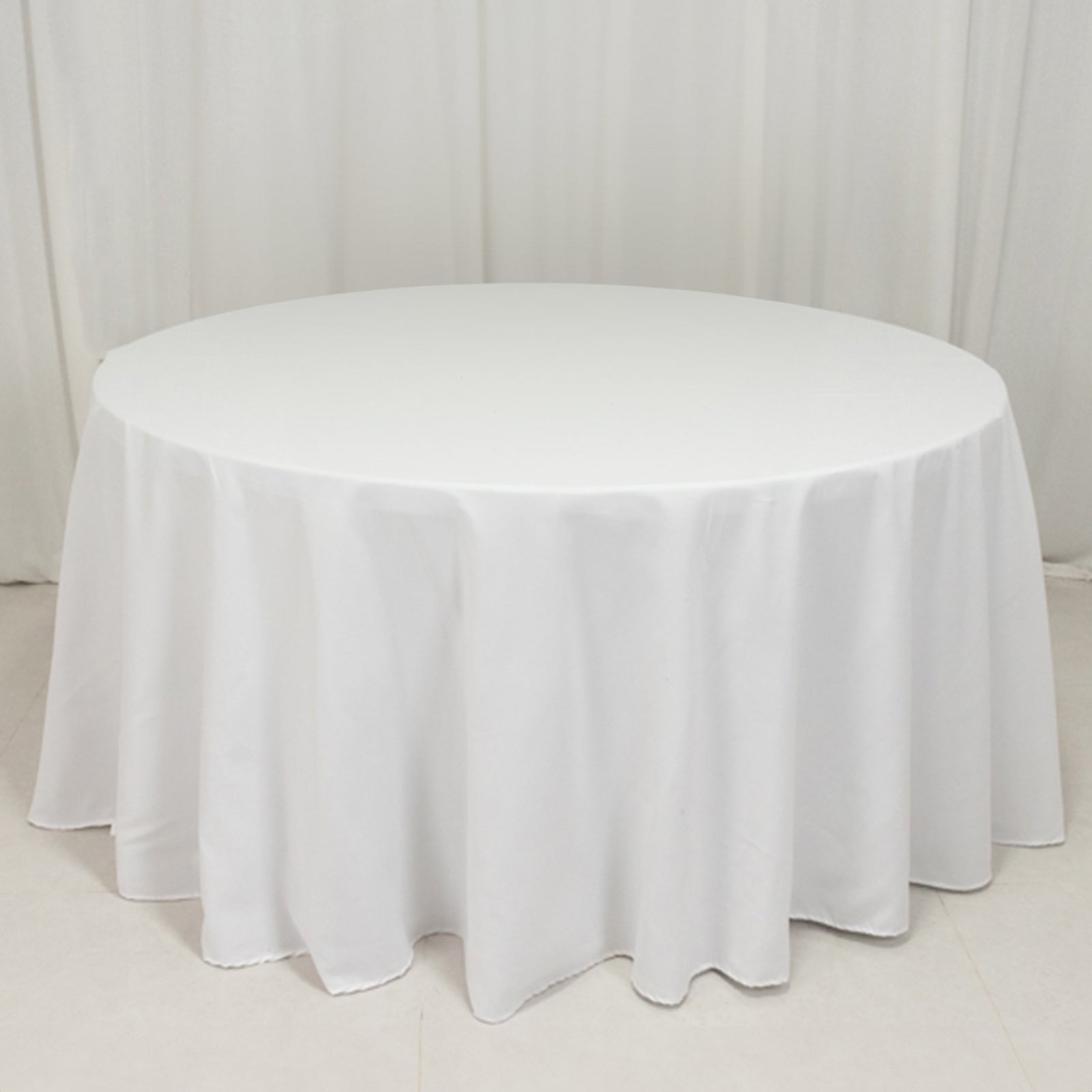 Cotton Blend 120" Round Tablecloth White - Seamless Wrinkle-Resistant Design for Upscale Occasions