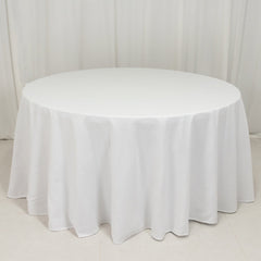 Cotton Blend 120" Round Tablecloth White - Seamless Wrinkle-Resistant Design for Upscale Occasions