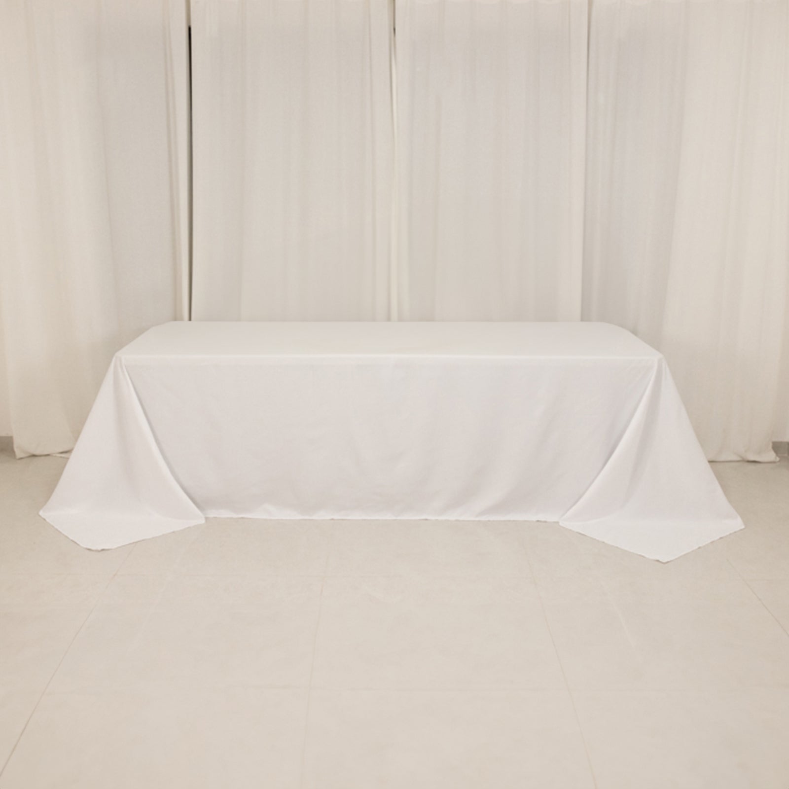 Cotton Blend 90"x156" Rectangle Tablecloth White - Seamless Wrinkle-Resistant Design for Grand Gatherings