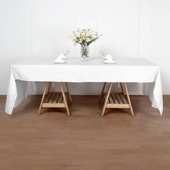 Polyester 50"x120" Rectangle Tablecloth White - Wrinkle-Resistant and Sleek for Everyday Use