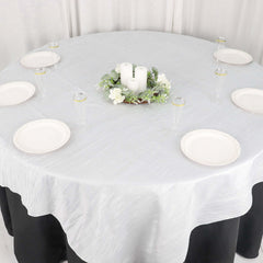 Taffeta 72"x72" Table Overlay Square Tablecloth White - Accordion Crinkle Design for Stylish Events