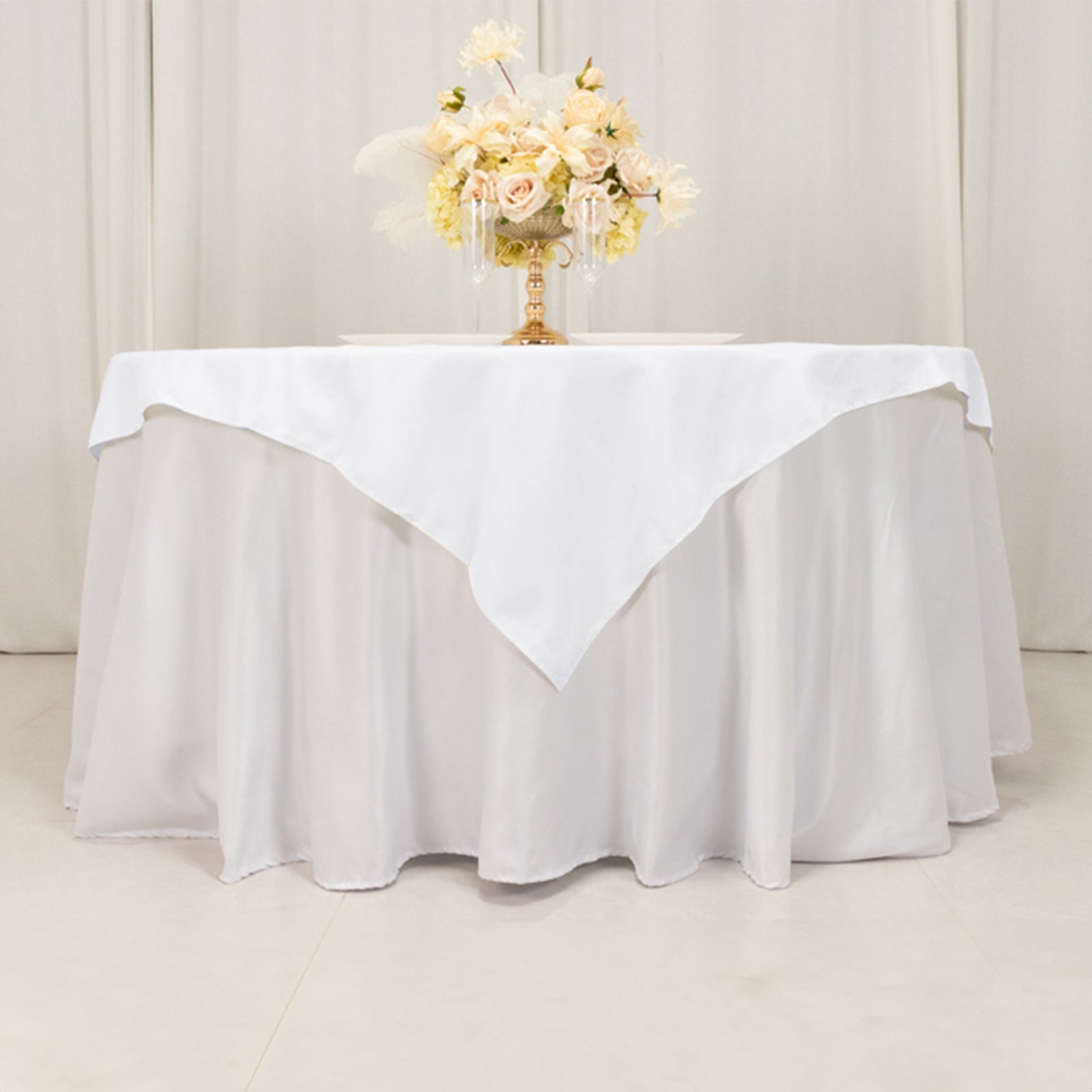 Cotton Blend 54"x54" Table Overlay Square Tablecloth White - Wrinkle-Resistant Table Topper