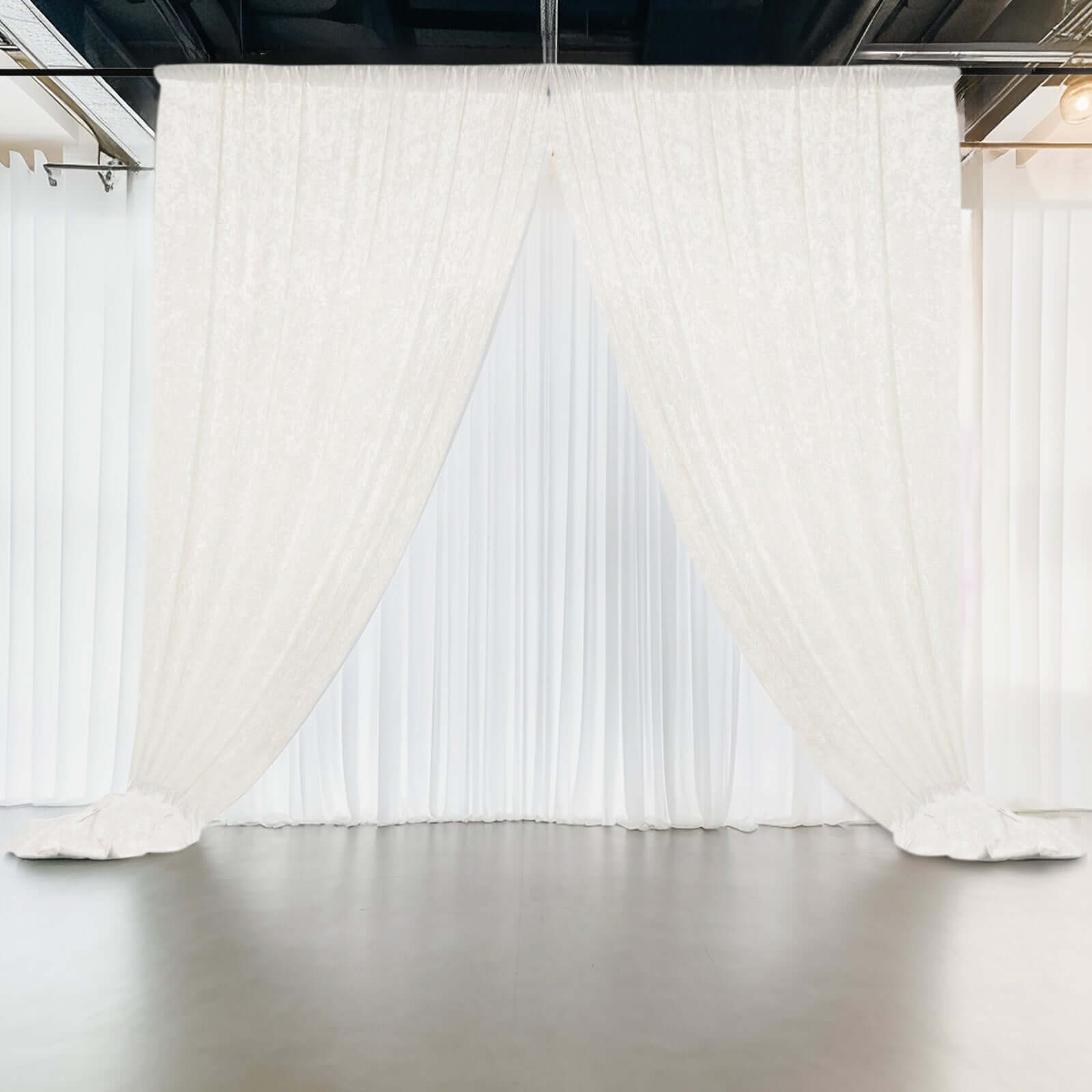 White Crushed Velvet Backdrop Curtain – 5ft x 12ft Event Drape with Rod Pocket, Privacy Panel for Photo Booths & Events