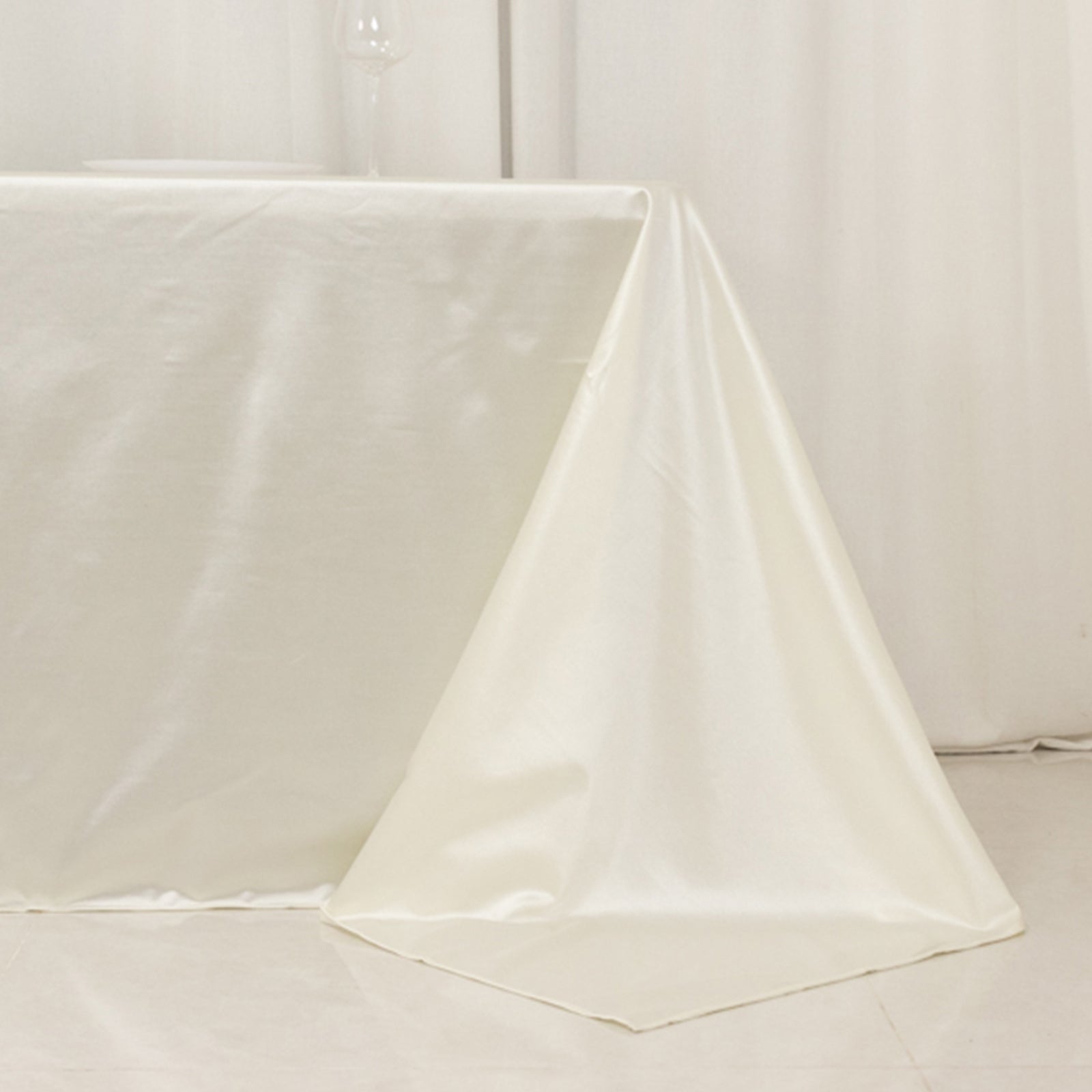 Scuba Rectangular 90"x156" Tablecloth Shimmering Pearl White - Wrinkle Free & Stain Resistant Seamless Table Cover