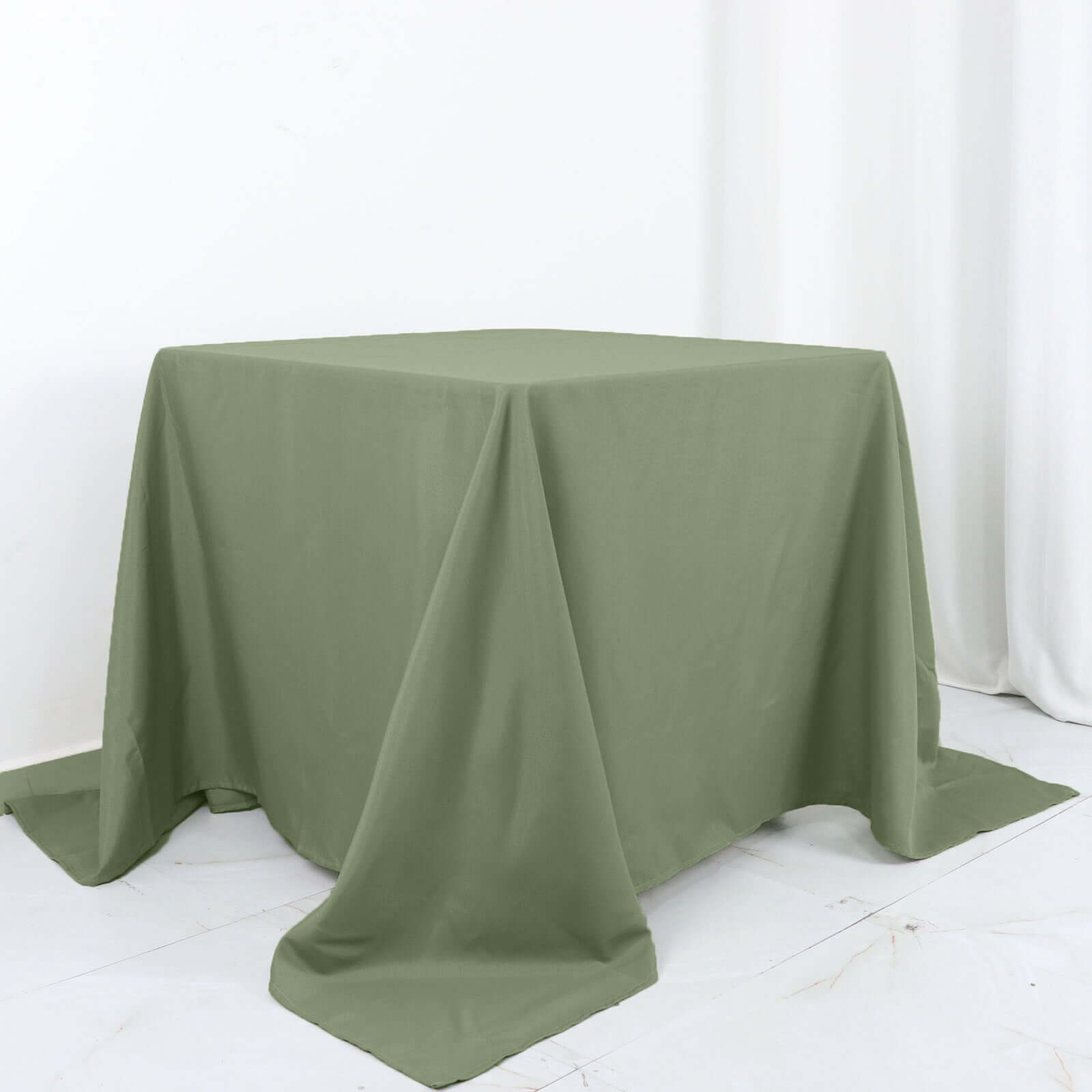 Polyester Square 90"x90" Tablecloth Dusty Sage Green - Wrinkle-Resistant & Durable Table Cover
