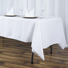 Premium Polyester 60"x102" Rectangle Tablecloth White - Durable 220GSM Wrinkle-Resistant Design Table Cover for Weddings & Events