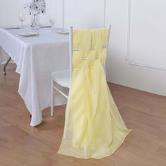 5 Pack Chiffon Chair Sashes Yellow - Soft & Lightweight Designer Chair Bows 22"x78"