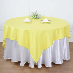 Polyester 70"x70" Table Overlay Square Tablecloth Yellow - Wrinkle-Resistant & Durable Table Cover