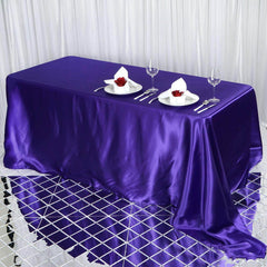 Satin Rectangular 90"x132" Tablecloth Purple - Seamless Table Cover