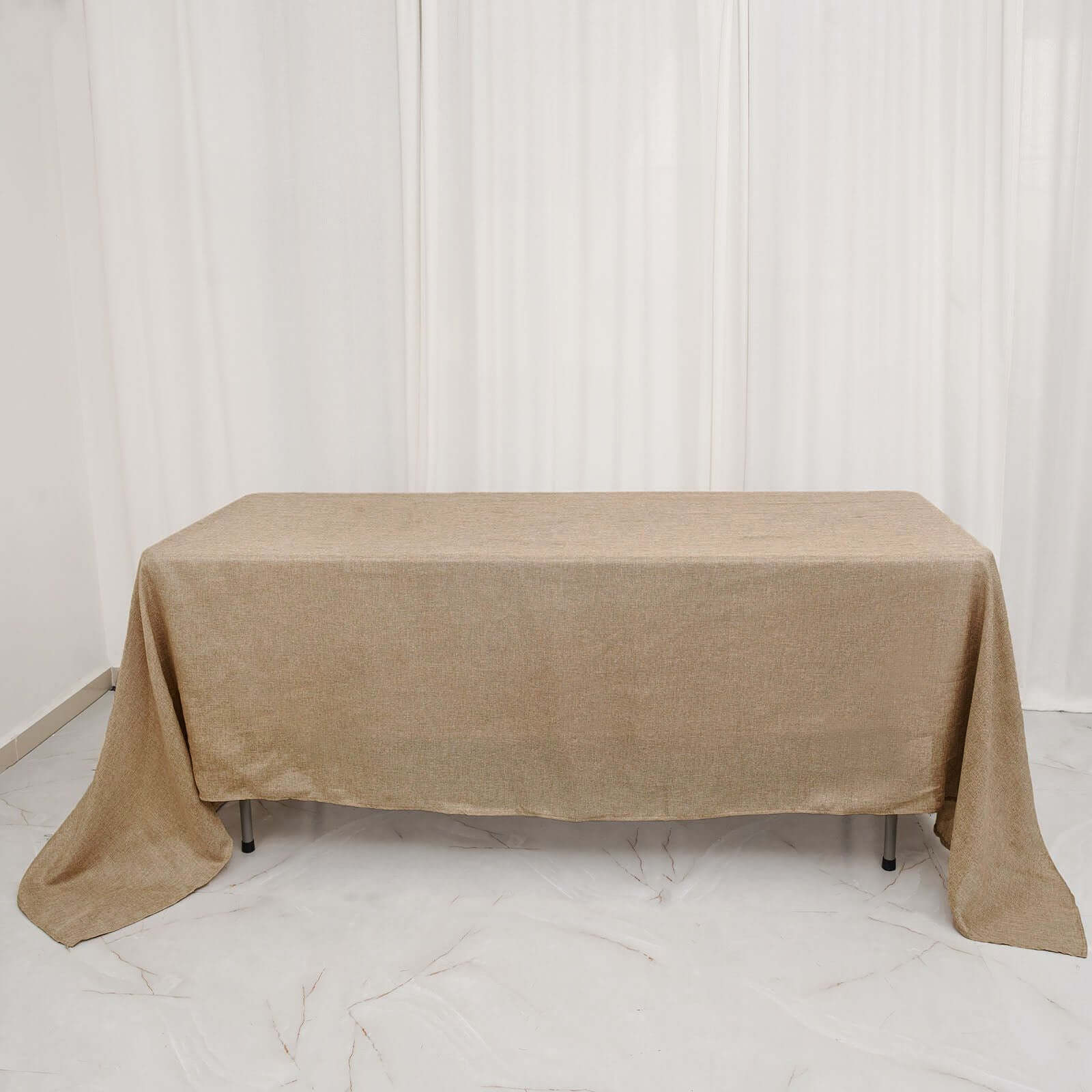 Faux Burlap Jute 60"x126" Rectangle Tablecloth Natural - Rustic Event Table Linen