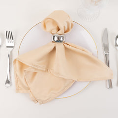 5 Pack Lamour Satin 20"x20" Napkins Beige - Soft Matte Finish Dinner Napkins