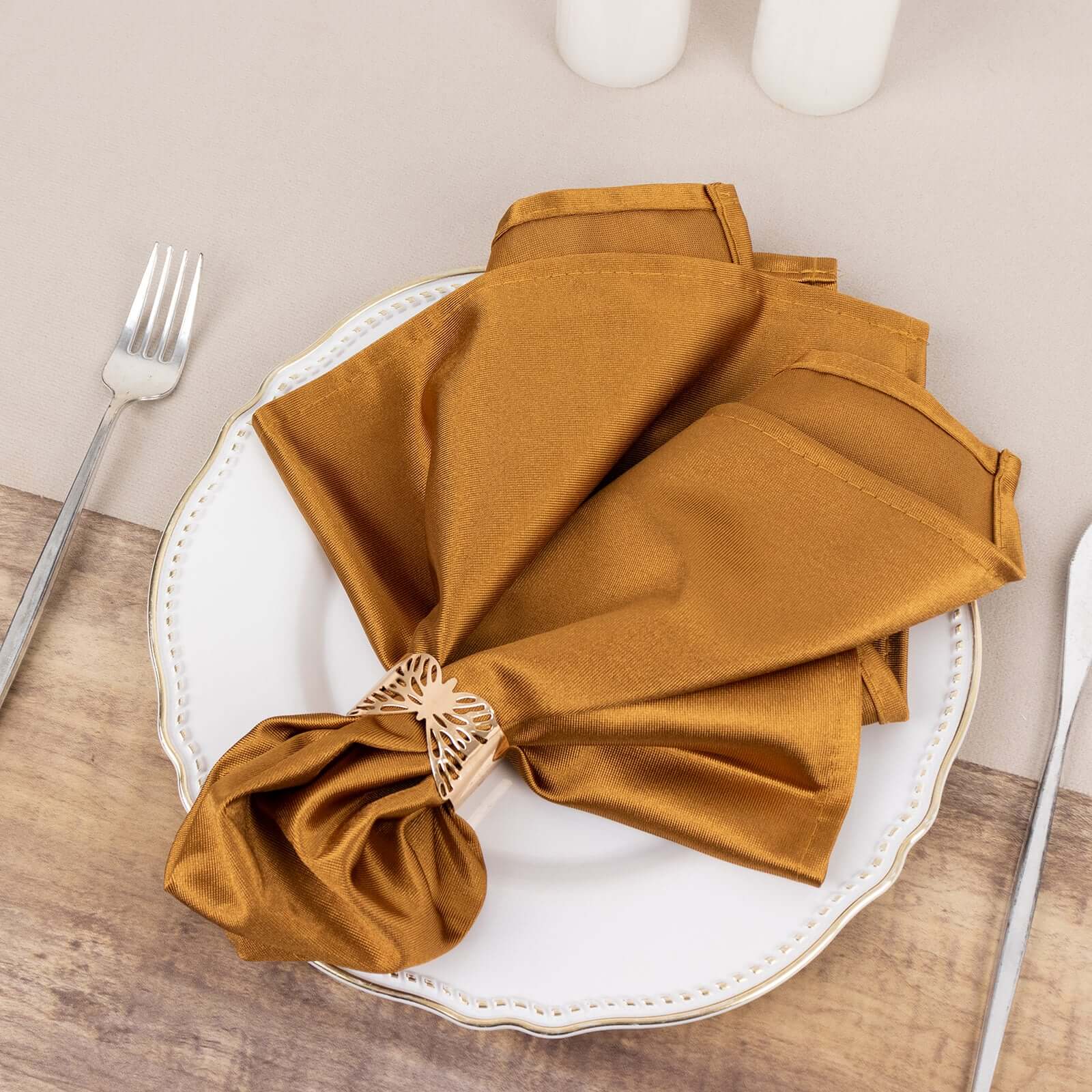 5 Pack Scuba 20"x20" Napkins Shimmer Gold - Dazzling Cloth Napkins for Casual or Fine Dining