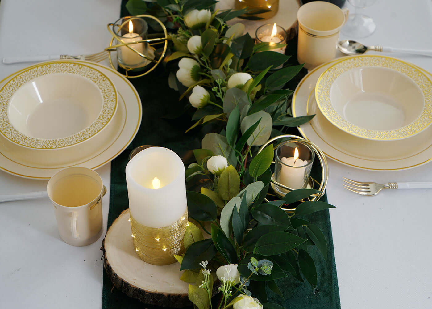 Premium Velvet 12"x108" Table Runner Hunter Emerald Green - Sheen Finish Reusable Table Decor