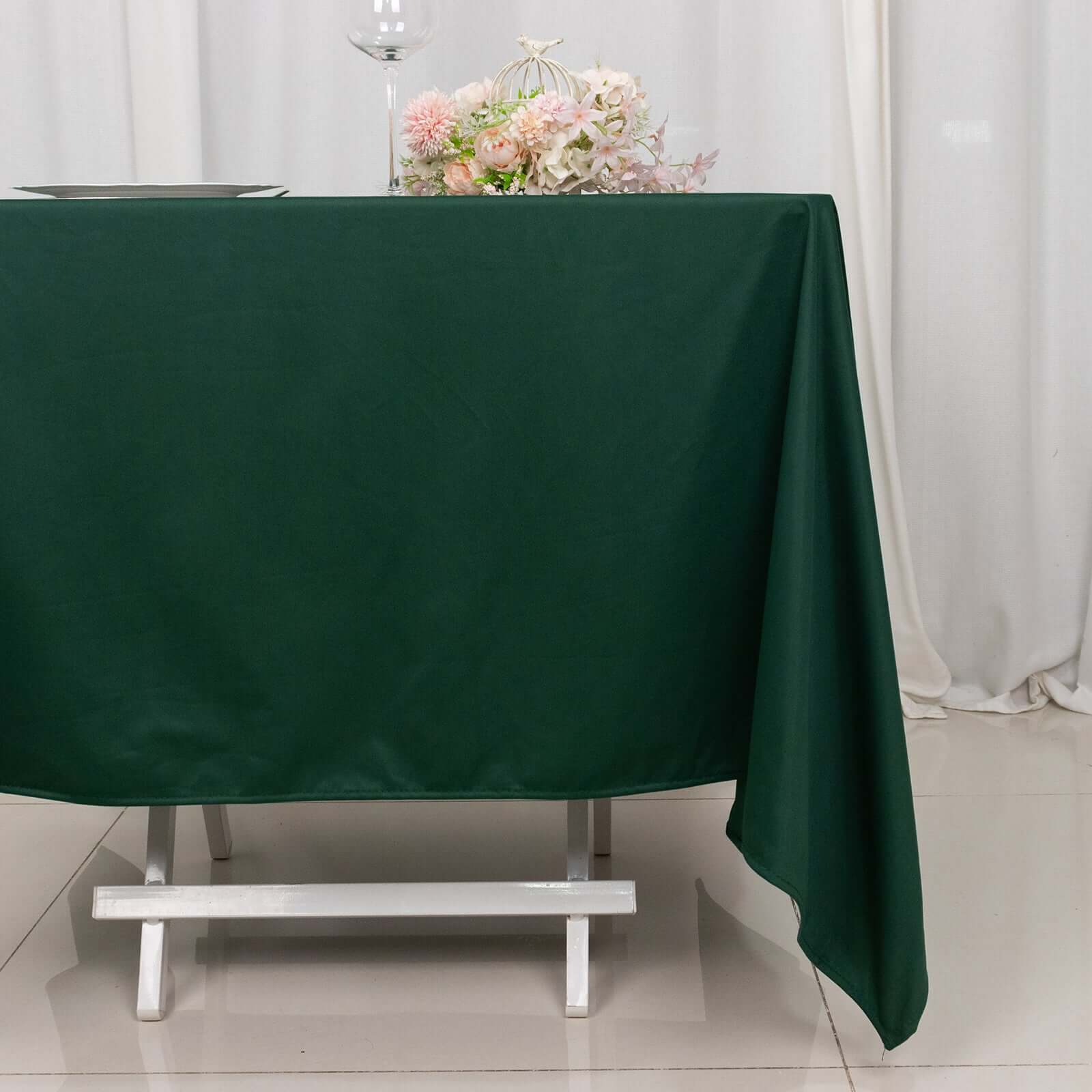 Scuba Square 70"x70" Tablecloth Hunter Emerald Green - Wrinkle Free & Stain Resistant Table Cover