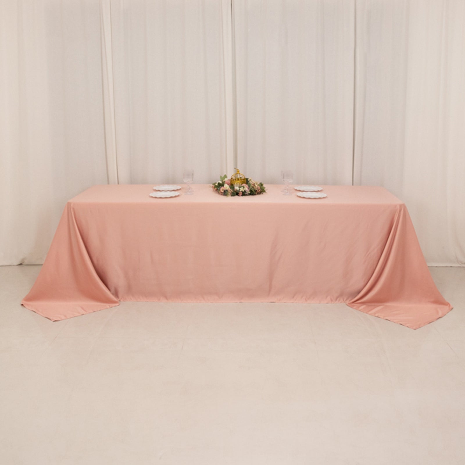 Lamour Satin 90"x156" Rectangle Tablecloth Dusty Rose - Luxurious, Soft Seamless Table Cover