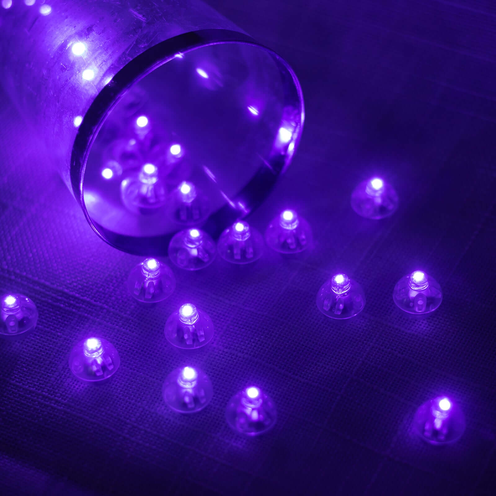 50-Pack LED Mini Balloon Lights Round Purple - Waterproof Battery Operated Balls 0.5"