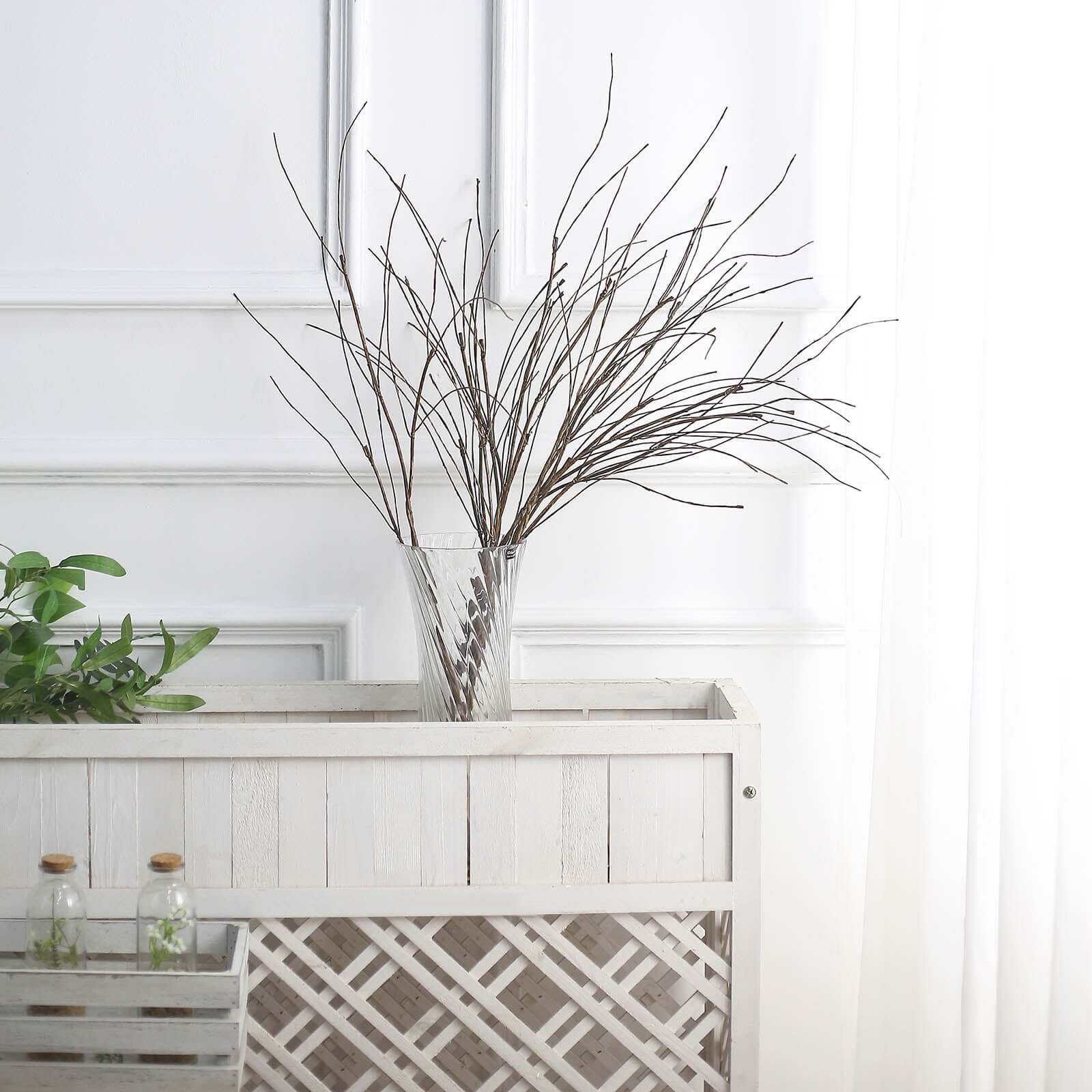 10-Pack Faux Willow Tree Branch Decor - Long Flexible Artificial Twig Stems for DIY Crafts Floral Bouquets & Event Decorations 37"