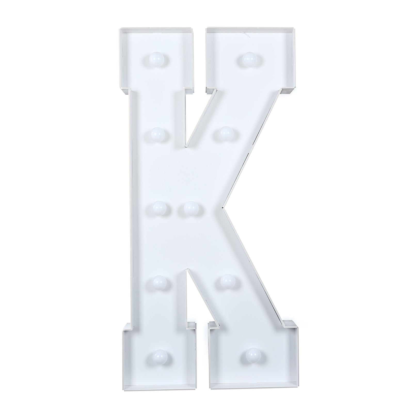 Giant LED Marquee Light Up Letter "K", White 4ft Pre-Cut Foam Board with 10 Warm White Battery Operated LEDs, Glue Gun and Sticks