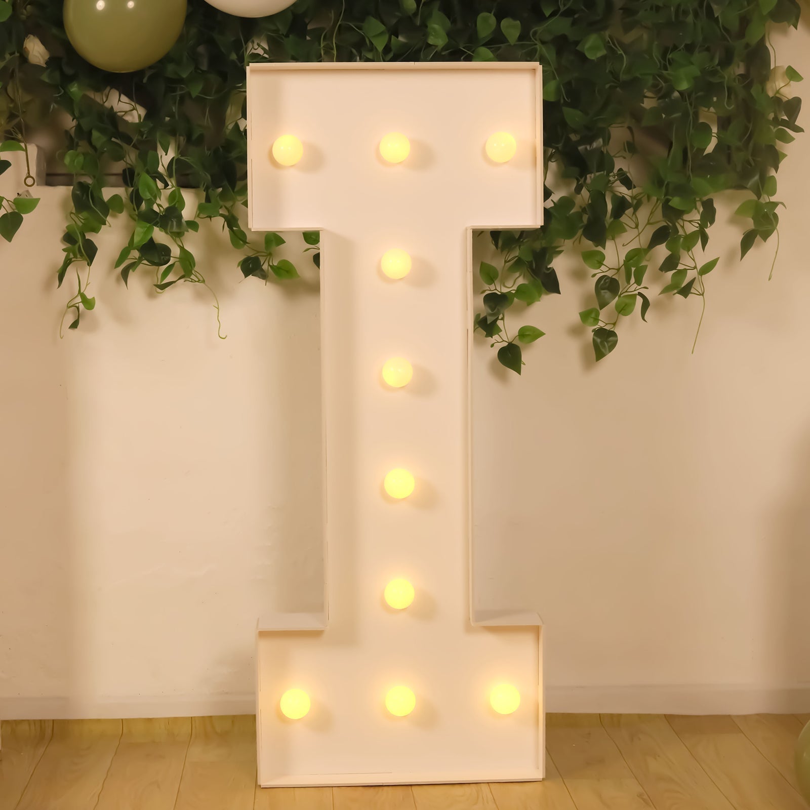 Giant LED Marquee Light Up Letter "I", White 4ft Pre-Cut Foam Board with 10 Warm White Battery Operated LEDs, Glue Gun and Sticks