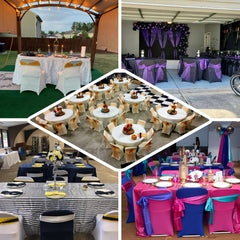 Stretch Spandex Chair Cover Lavender Lilac for Folding Chairs - Reusable & Wrinkle-Resistant 160GSM Fitted Slipcover