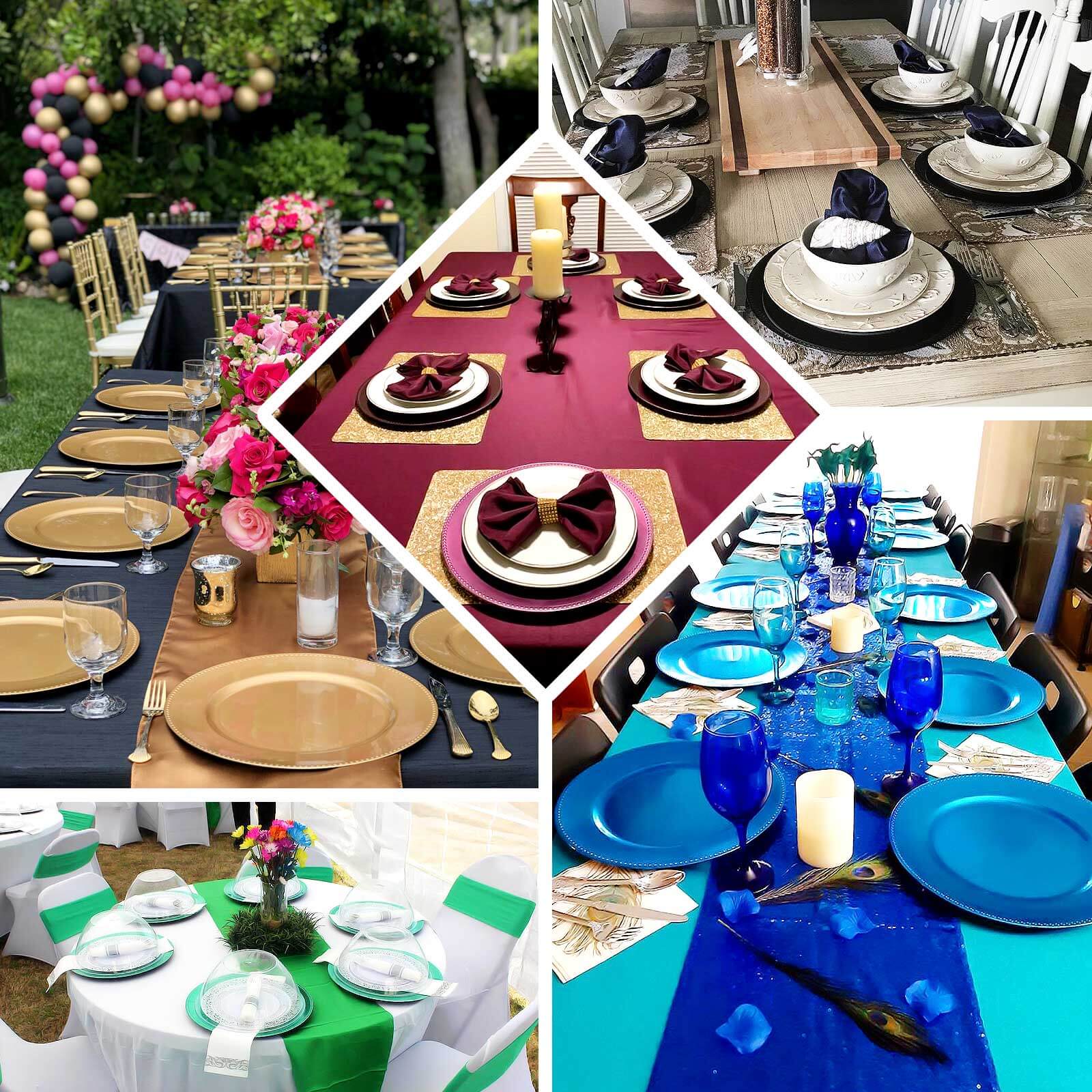 6-Pack Acrylic Round Charger Plates 13" in Royal Blue with Beaded Rim, Dinner Charger Event Tabletop Decor