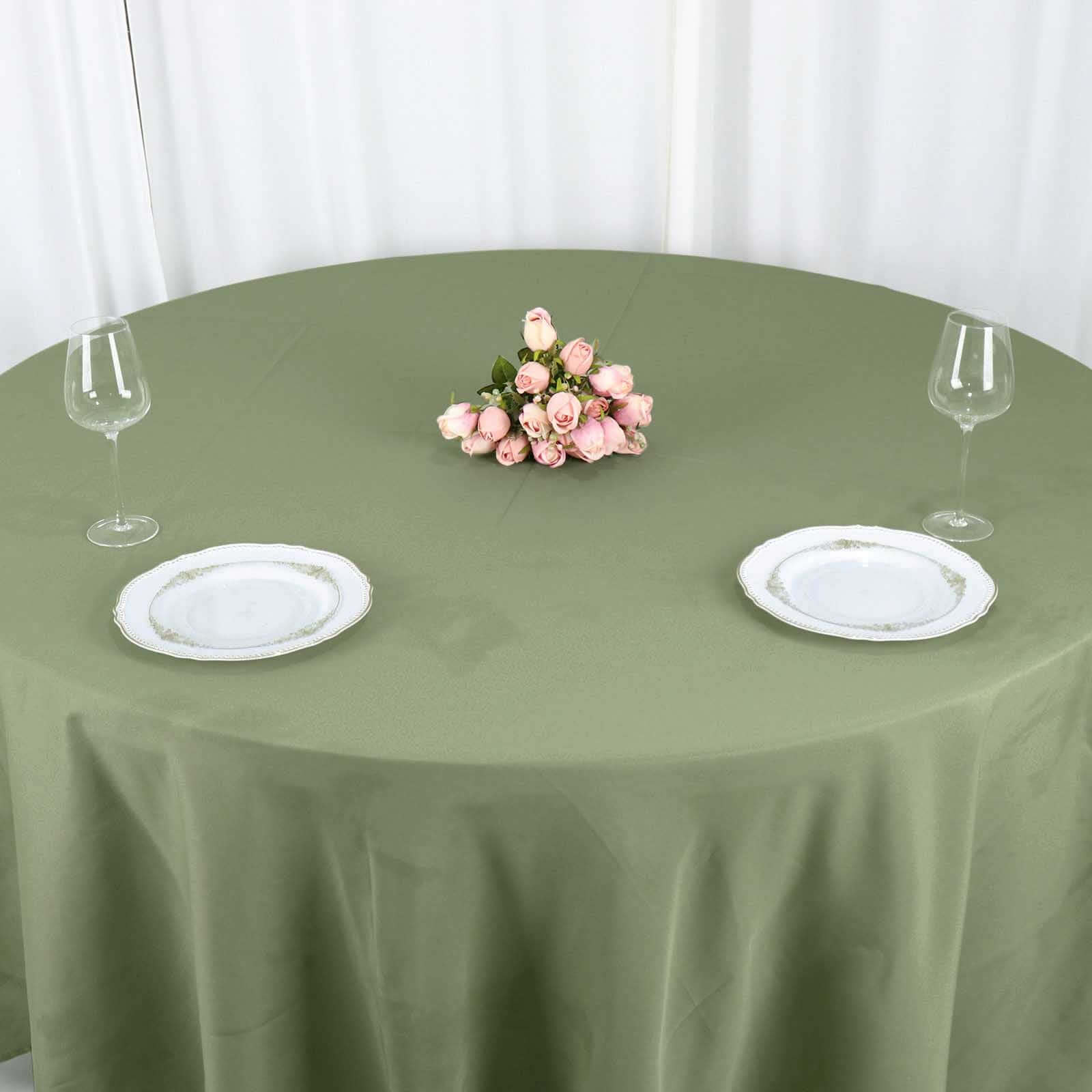 Polyester 108" Round Tablecloth Dusty Sage Green - Wrinkle-Resistant Table Cover