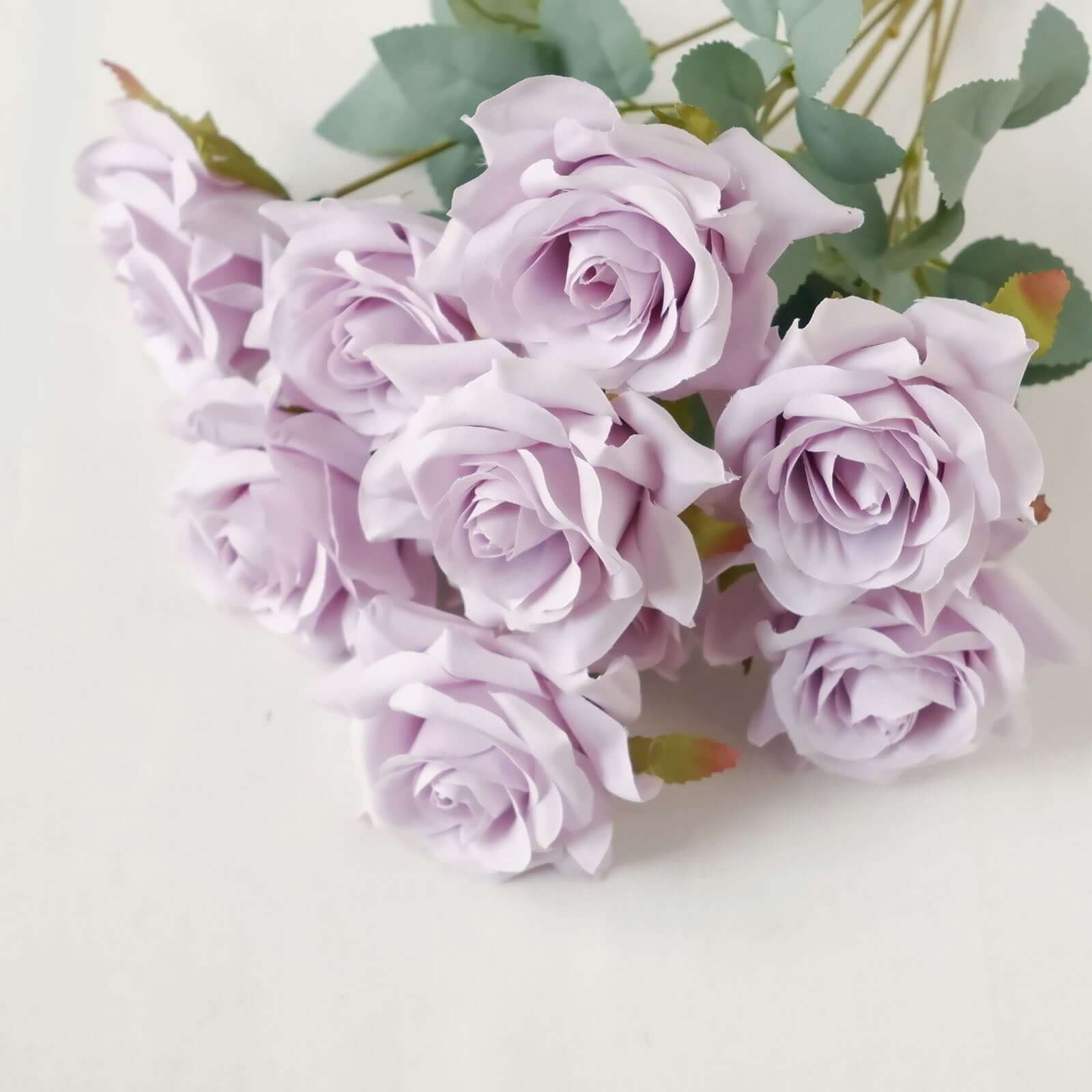 2 Bouquets 17" Lavender Lilac Real Touch Artificial Silk Rose Flower Bushes
