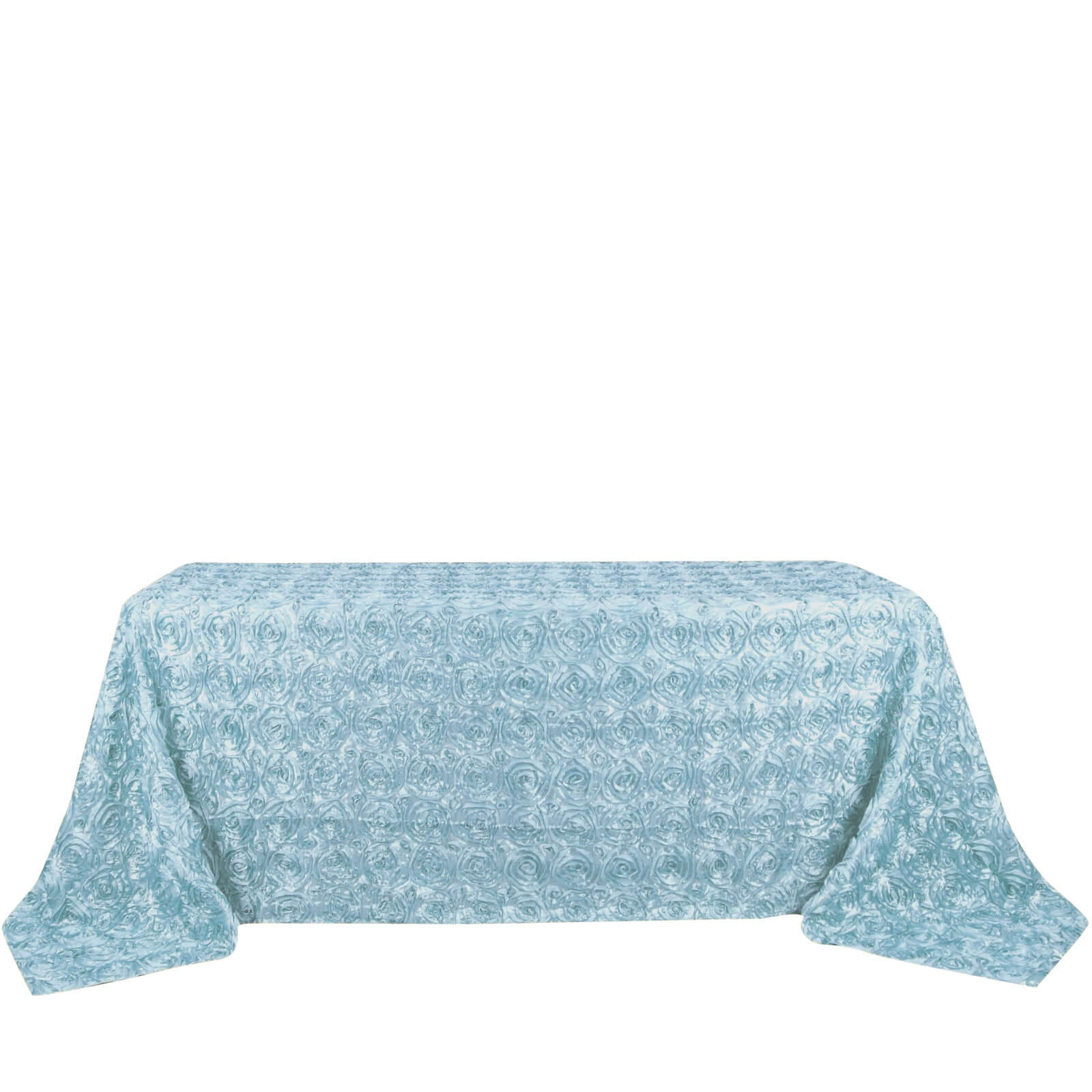 Satin 90"x132" Rectangle Tablecloth Light Blue - Grandiose 3D Rosette Seamless Table Cover