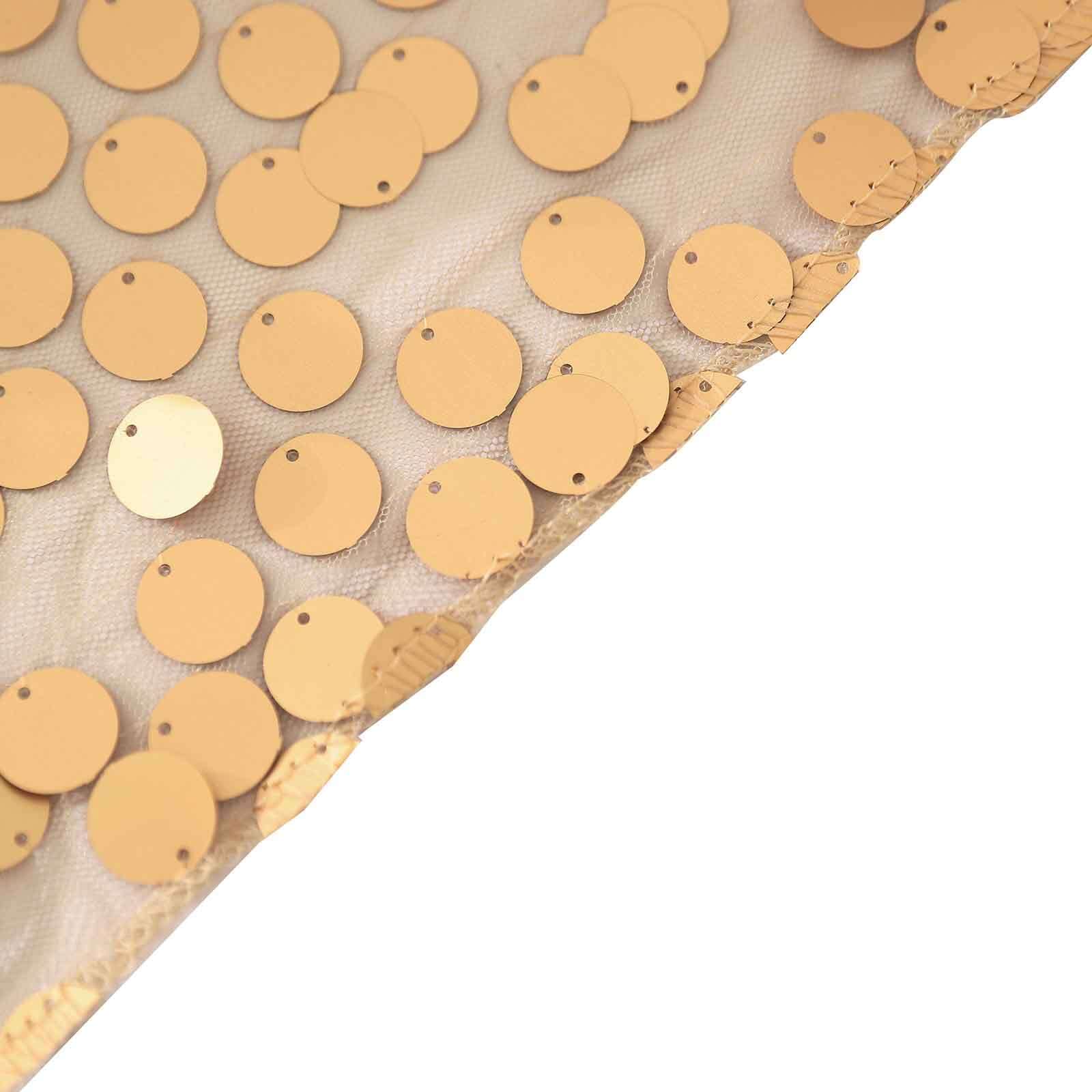 Sequin 90"x132" Rectangle Tablecloth Matte Champagne - Seamless Big Payette Table Cover